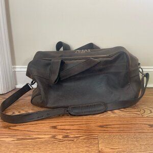 Brown Faux Leather Duffel Bag